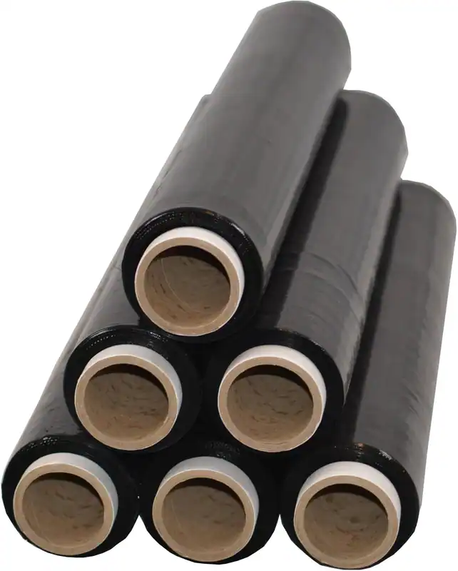 6 x Rollen Stretchfolie Palettenfolie Verpackungsfolie 23 my 1,5 kg Schwarz