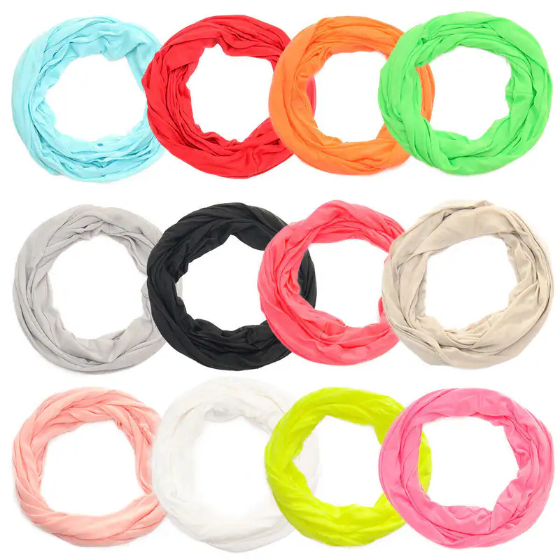 Loopschal Schlauchschal leichter Schal Crinkle Unifarben Weich Damen Herren Tuch