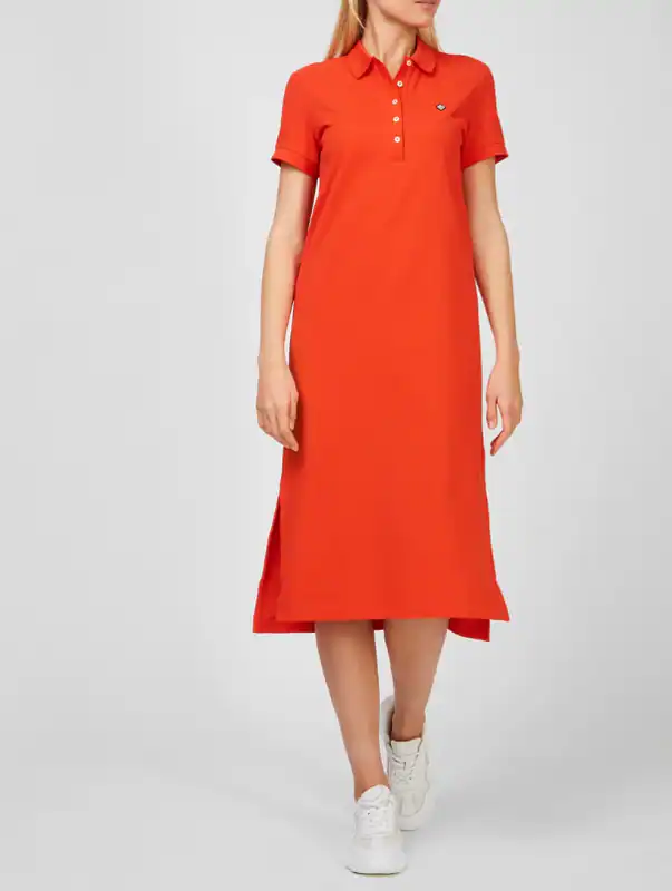 GANT Polokleid Rot Baumwolle Gr. XS Damen Kurzarm Midi Sportlich 4202320