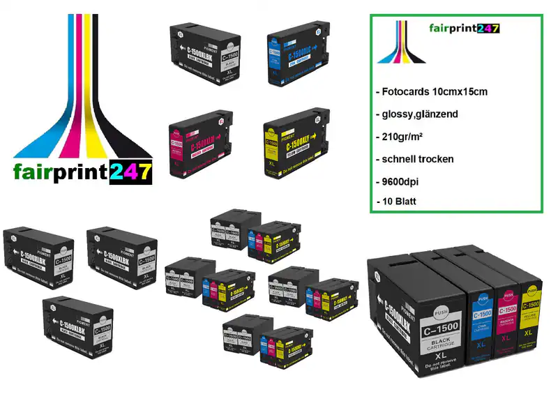 XXL-Patronen ersetzten Canon PGI-1500XL PGI-1500 BK C M Y oder Fotopapier