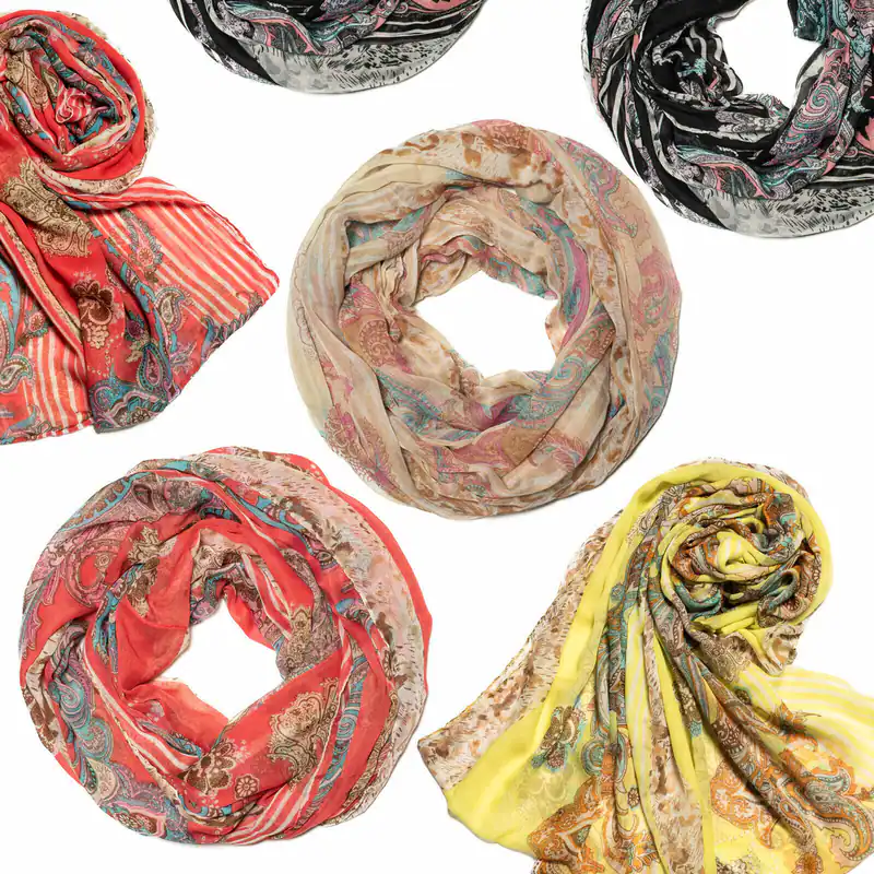 Loop Schal Damen Viskose Rundschal Paisley Blumen Muster Sommer Tuch mehrfarbig