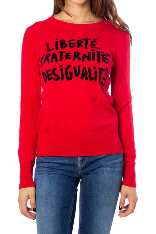 Desigual Damen Pullover Rot Wolle Kaschmir Logo 19WWJF36 Gr. XS 34 Knit