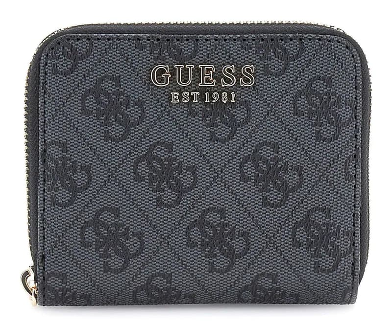 GUESS Laurel II SLG Small Zip Around Wallet Geldbörse Coal Logo dunkelgrau Neu