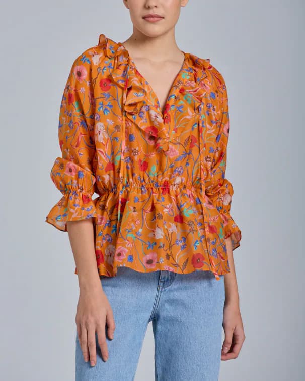 GANT Bluse Orange Gr. 36 Damen Hemdbluse Langarm Seide Silk Blend 4301152
