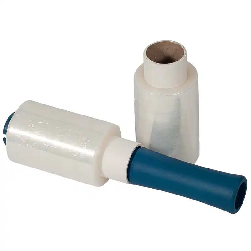 Mini - Abroller für Stretchfolie 100 mm , blau Kunststoff