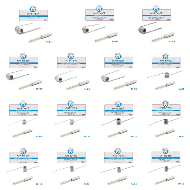 10x VandyVape Coils Wickeldraht Verdampfer Vandy Vape MTL RBA E Zigaretten Ni80