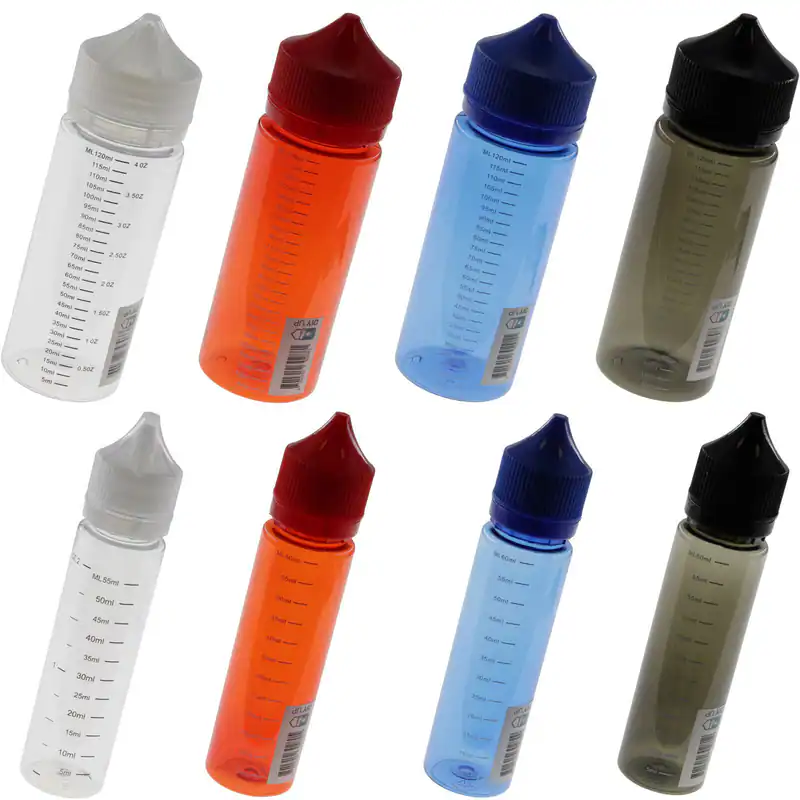 Leerflaschen 4 Farben mit Skala 60ml & 120ml Liquidflasche Flasche Bottle PET