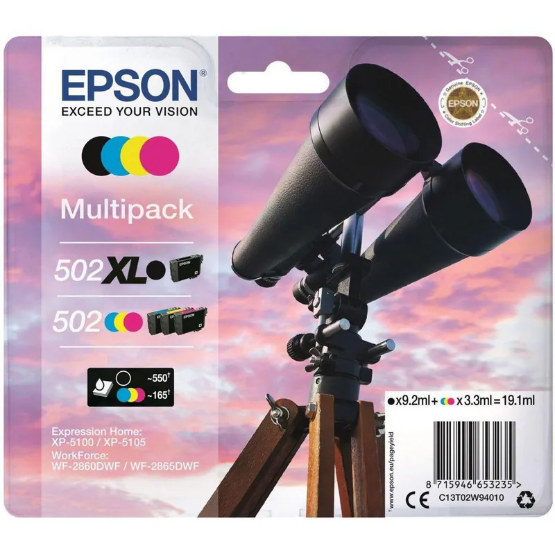 Original Epson 502XL / 502 MultiPack XP-5100 XP-5105 WF-2860 2865 DATUM 11/2027
