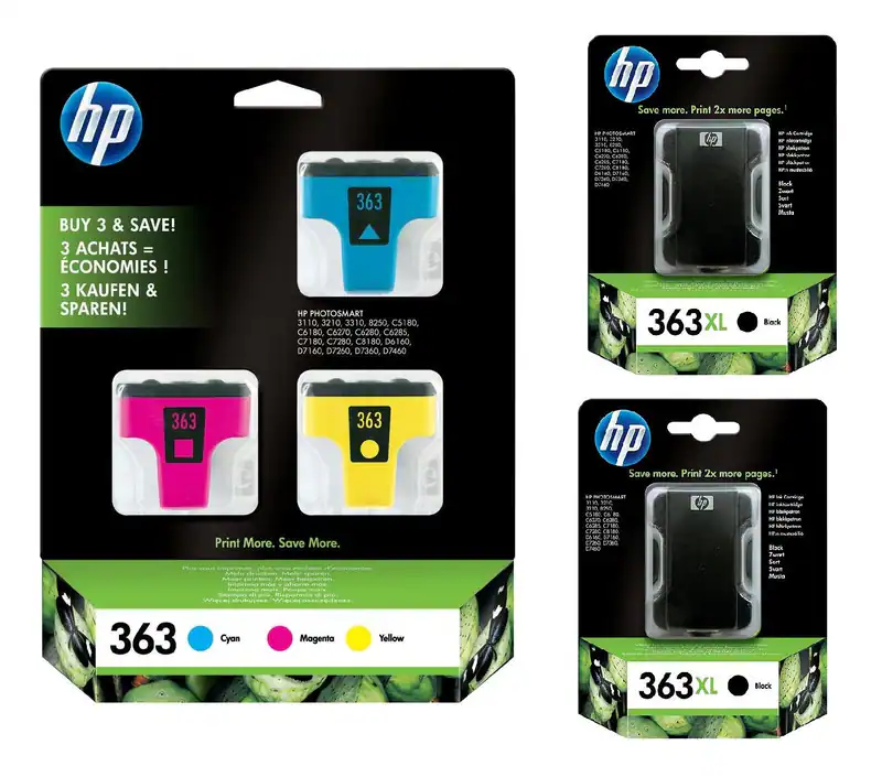 Original HP 363 MultiPack - 3 Druckeratronen + 2 x HP 363XL OVP DATUM 2017-2020