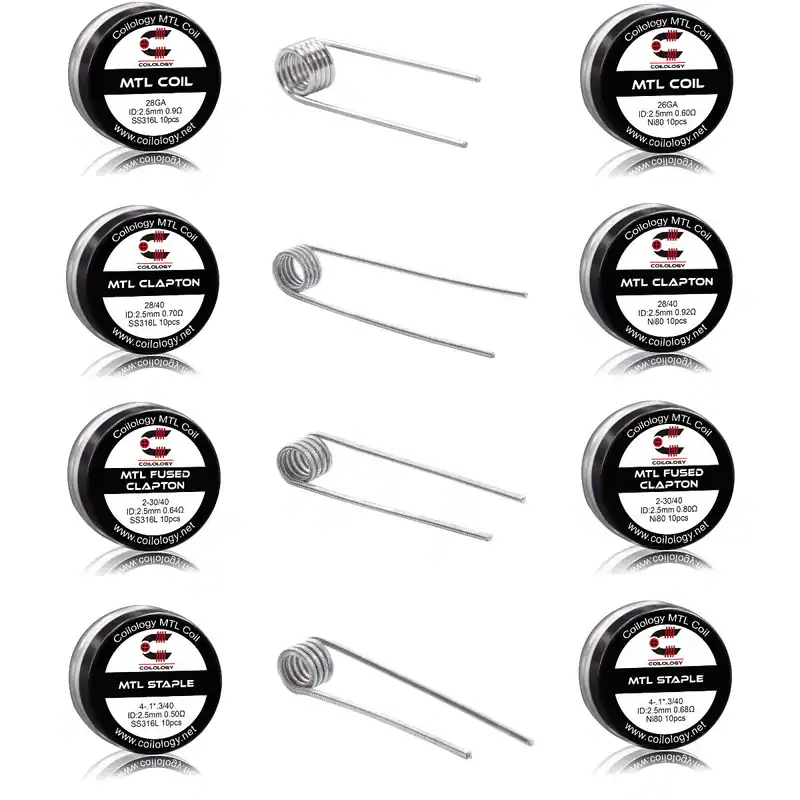 10x MTL COILOLOGY Ni80 SS316L Coils Fertigwicklung Wickeldraht Draht RBA, CLMTL