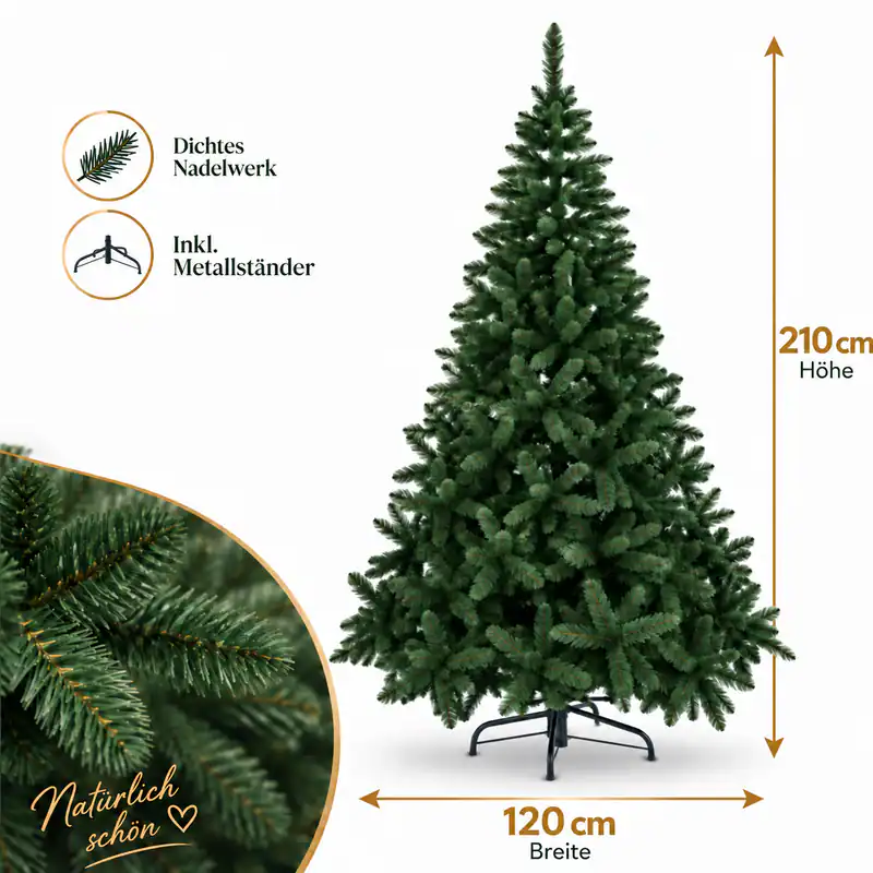 Künstlicher Weihnachtsbaum 210 cm RUHHY Kaukasische Fichte Christbaum Tannenbaum