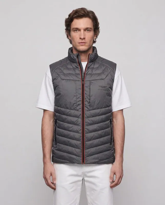 Hackett London Aston Martin Weste Silber Moto Racer Logo Gr. L Herren HM402755