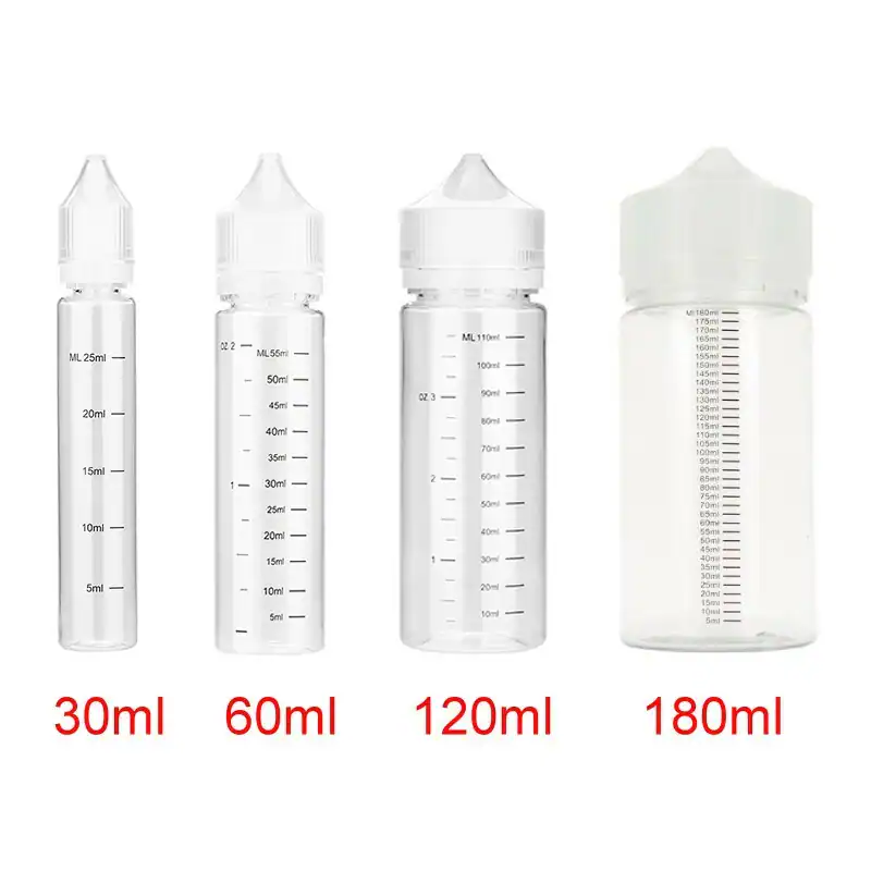Tröpfler Flasche 30ml 60ml 120ml Leerflasche Liquidflasche Messskala Bottle PET