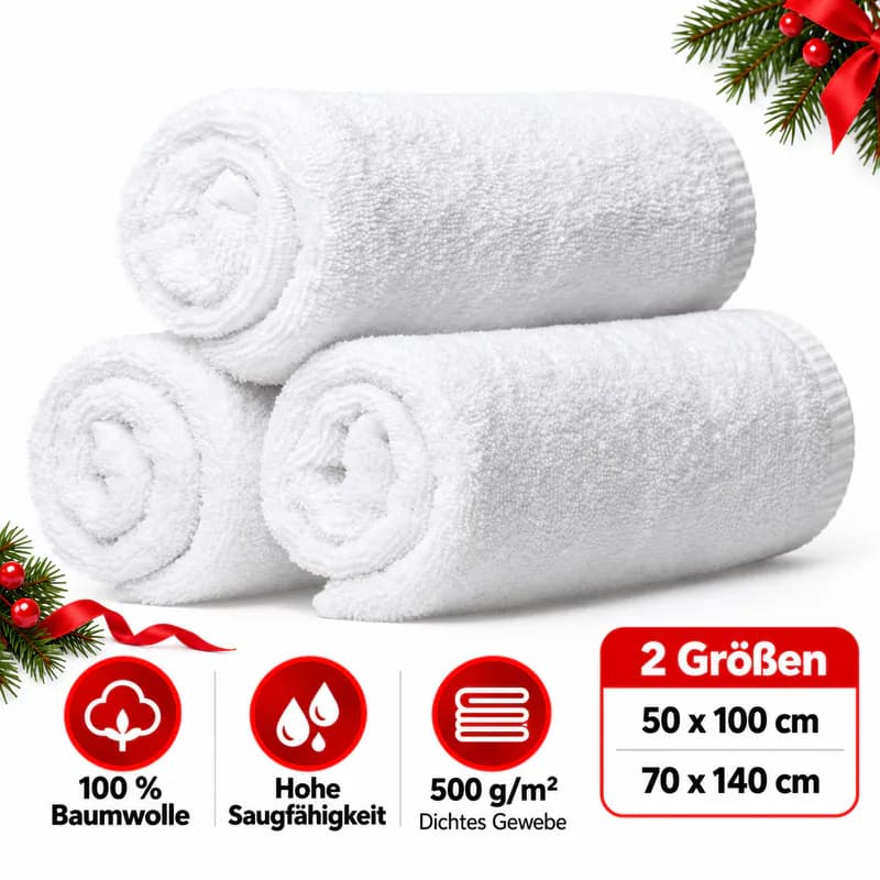 Handtücher Gästetuch Handtuch Duschtuch Frottee 100% Baumwolle 500g/m² Weiß