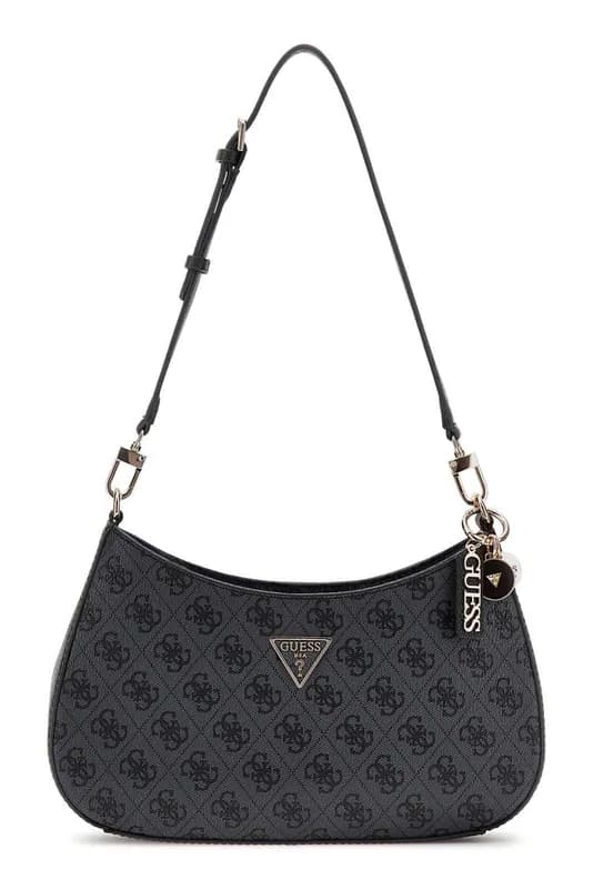 GUESS Noelle II Top Zipper Shoulder Bag Schultertasche Coal Logo Neu