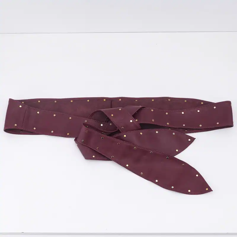 Sandro Paris Women's Belt One Size Leather Tie Belt Bordeaux SFACE00067
