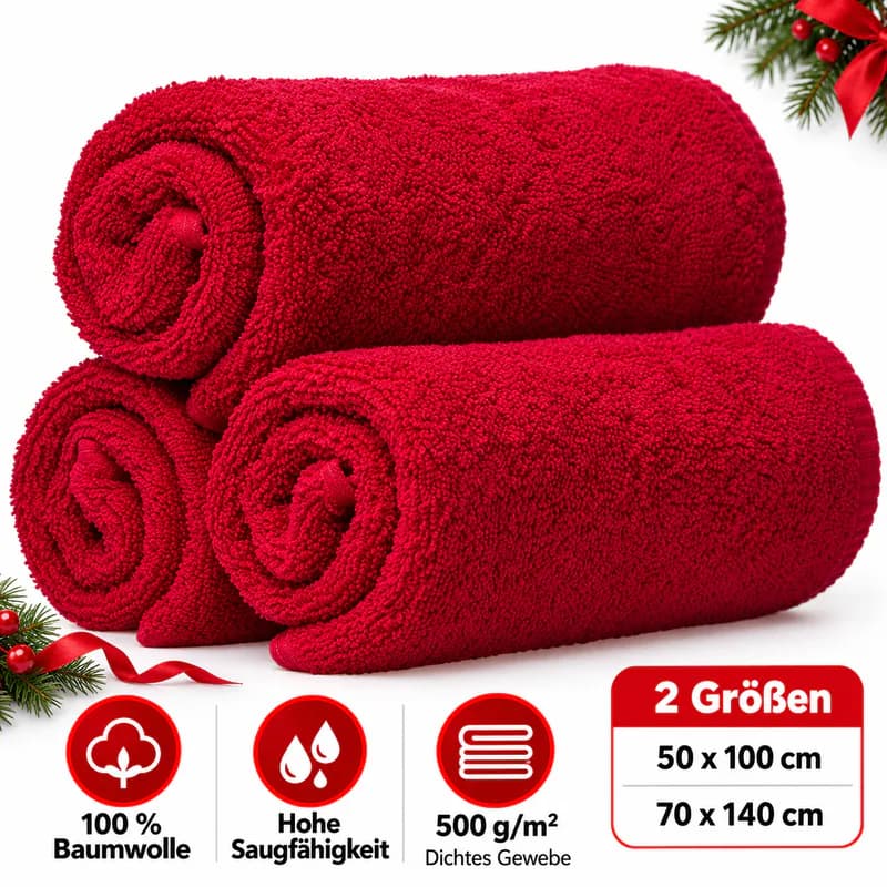 Duschtuch Handtuch Handtücher Gästetuch Frottee 100% Baumwolle 500g/m² ROT