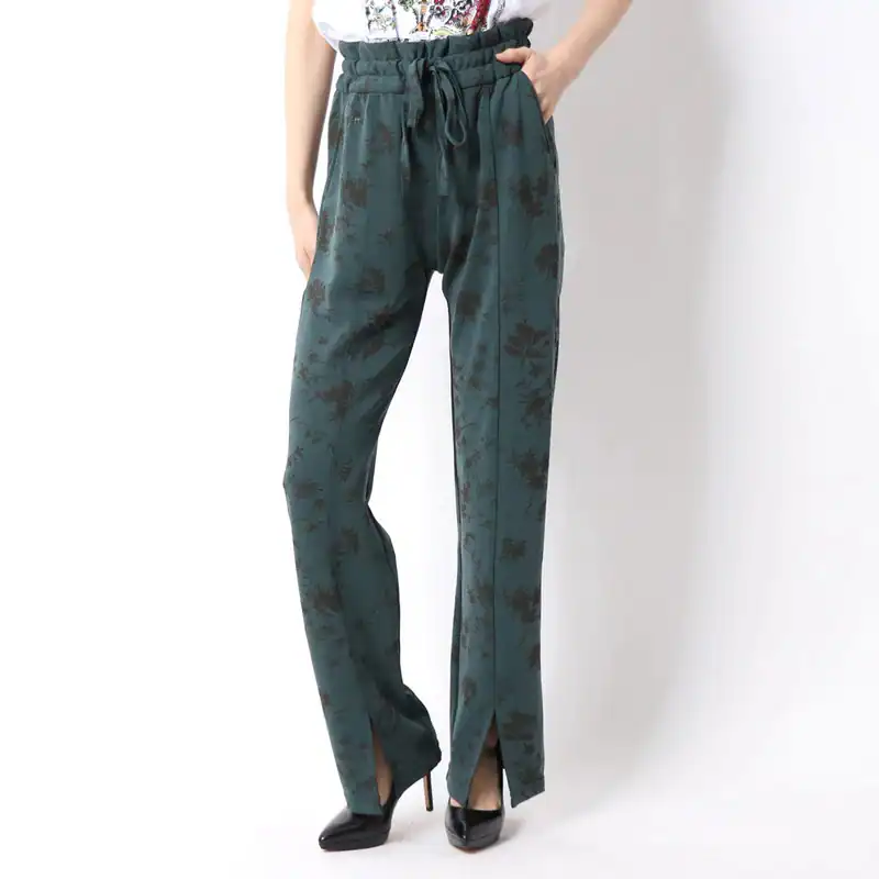 Desigual Hose 20SOPK03 Grün Floral Gr. 36 S Damen Stretch Straight Leg Blumen