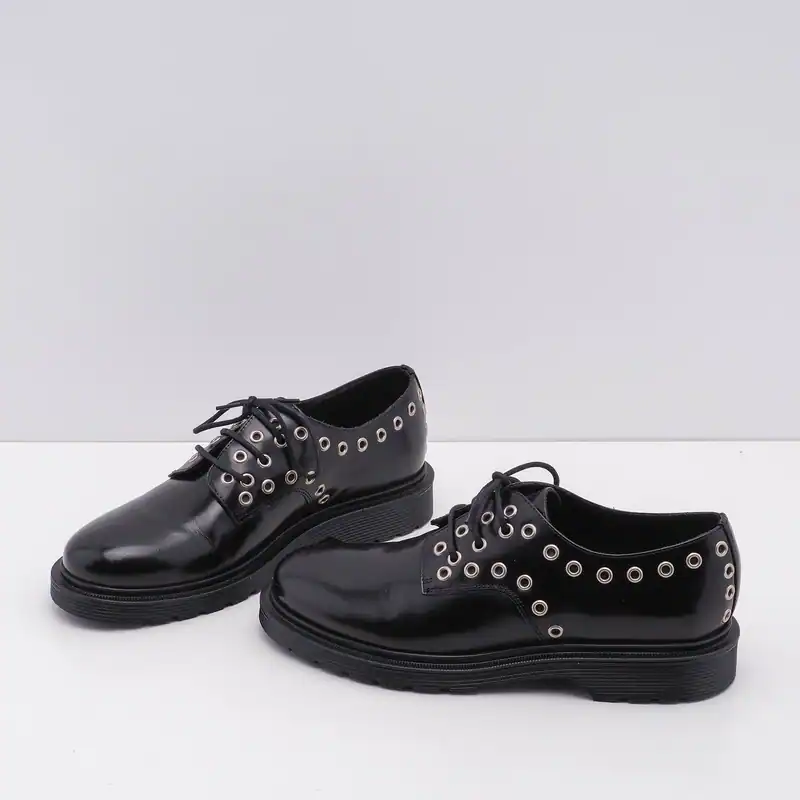 Maje Slipper Schwarz Gr. 36 Damen Leder Derby Schuhe Nietenschuhe MFACH00306