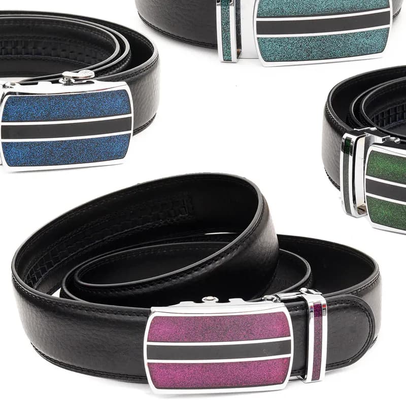 Gürtel Automatikverschluss Glitzer Bling 4 Farben LEDER AUTOMATIK Jeans Anzug
