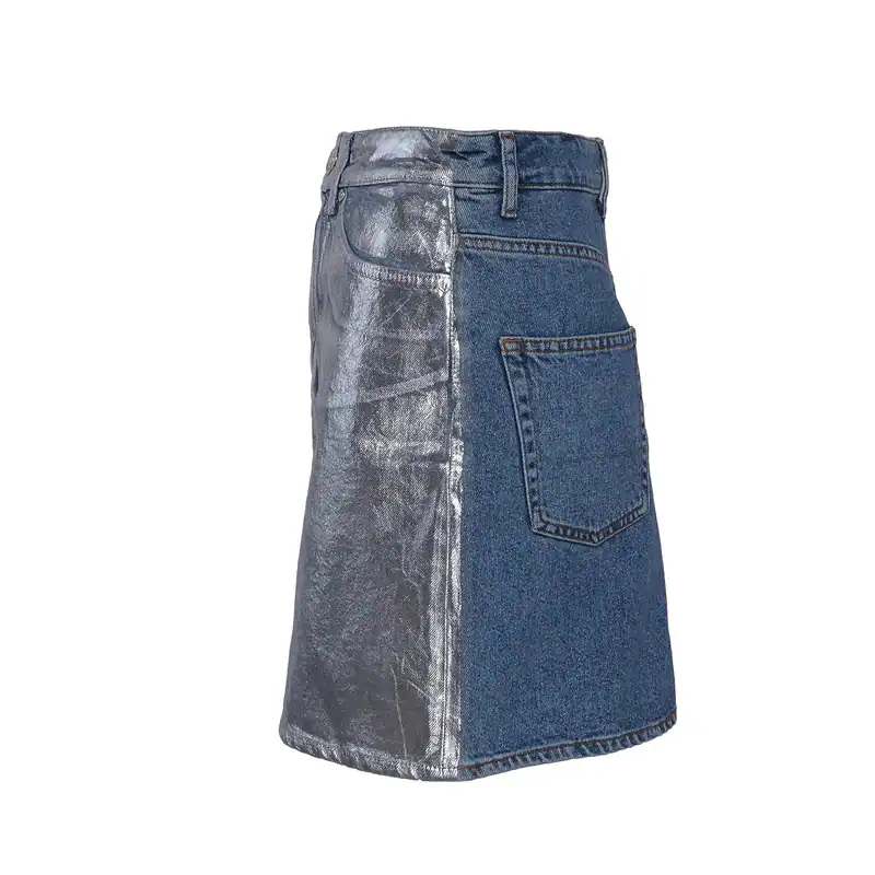 Sandro Paris Damenrock Blau Denim Kurz Baumwolle Größe 0 XS Neu