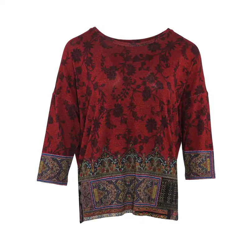 Desigual Bluse Multicolor Gr. S Damen Strick Floral Oberteil Kurzarm 19WWTKZK