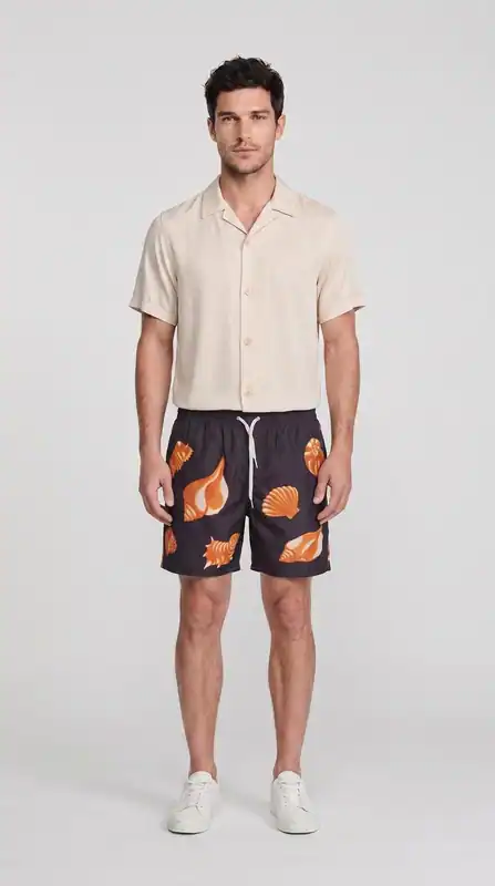 Sandro Badehose Braun Muschel Muscheln Schwimmhose Shorts Gr. L Herren SHPMB0004