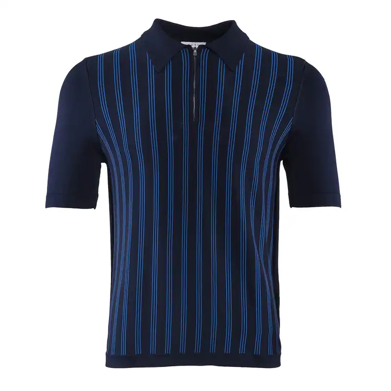 Sandro Paris Herren Polo Navy Kurzarm Reißverschluss SHPTR00276 Gr. S