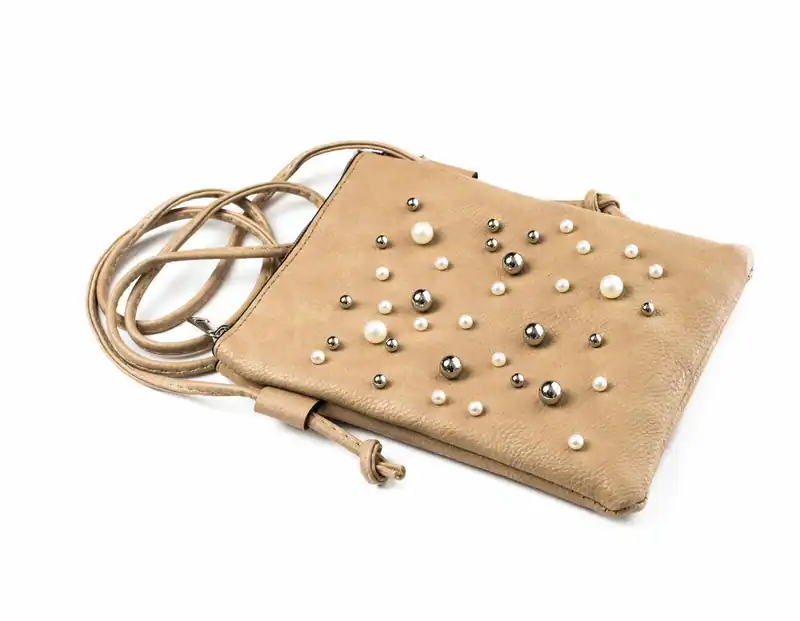 Kleine Damen Umhängetasche Handytasche Crossbody Bag mit Perlen Schultertasche