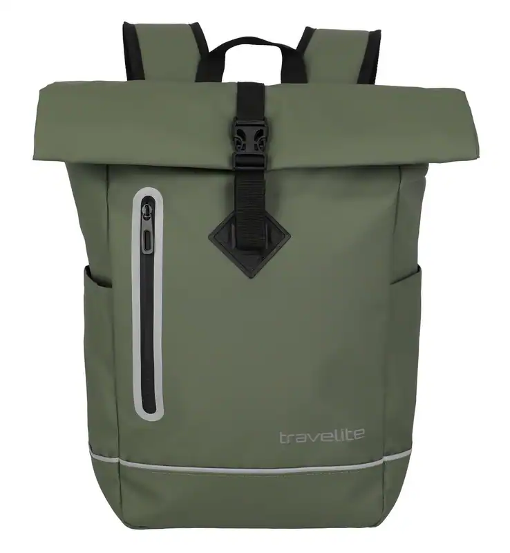 travelite Basics Roll-Up Backpack Plane Rucksack Rucksack Olive olivgrün Neu