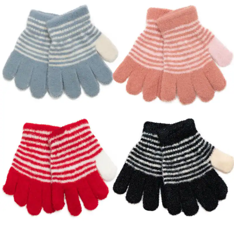 Kinderhandschuhe Streifen Muster warm dehnbar Winter Mädchen Junge Handschuhe