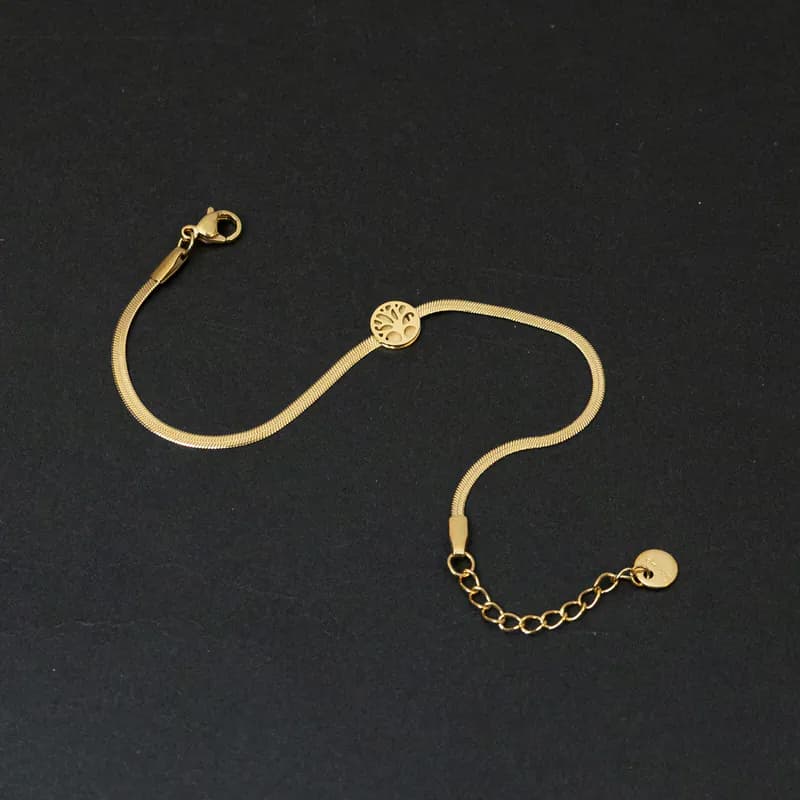 Edelstahl Armband Goldfarben Lebensbaum Armkette Armschmuck Damen Neu