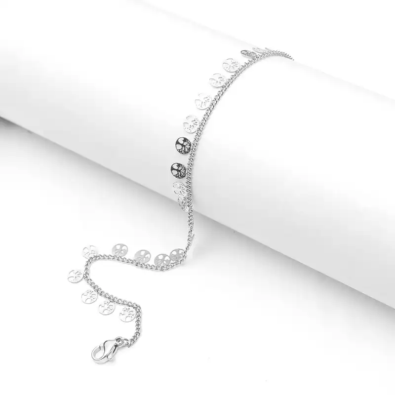 Filigranes Edelstahl Armband Damen Silberfarben Lebensbaum Anhänger Armkette
