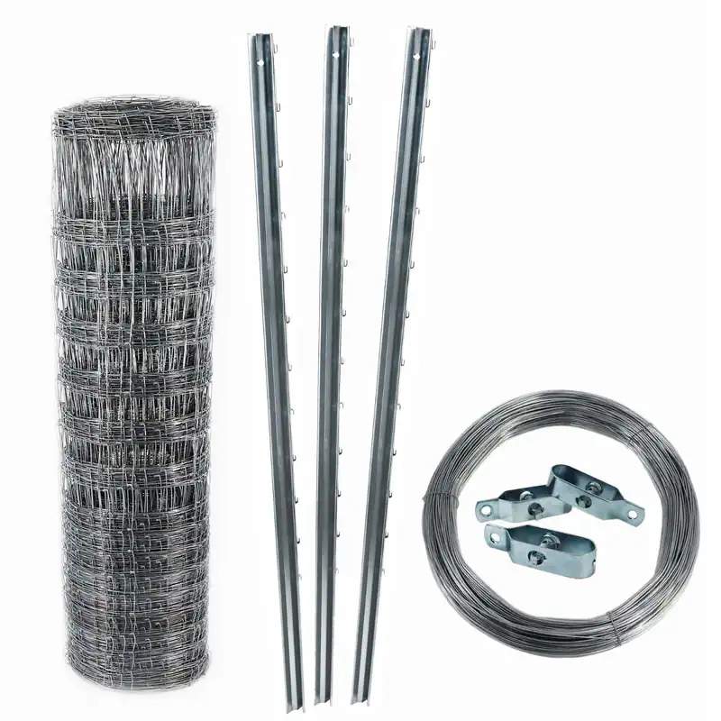 50m Wildzaun Forstzaun Weidezaun Knotengeflecht 150/13/15+ Pfosten + Spanndraht