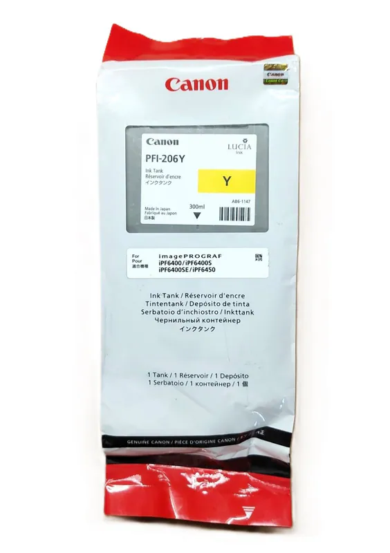 Original Canon PFI-206Y gelb yellow 300ml iPF6400 iPF6450 OVP DATUM 2019