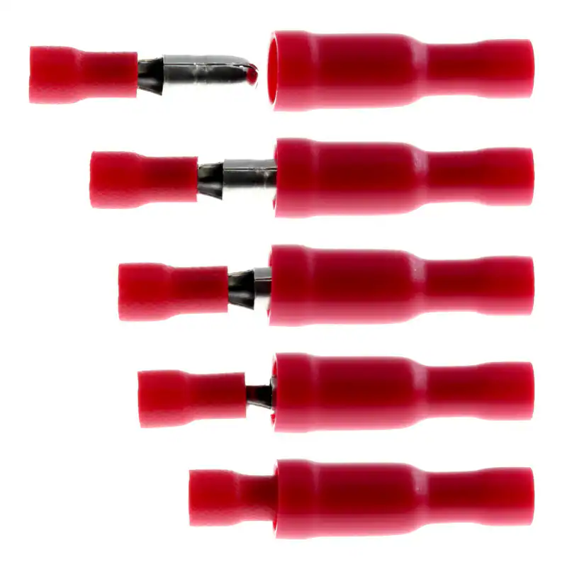 Rundstecker Kabelschuhe Kabel Steckverbinder Stoßverbinder 0.5 bis 1.5 mm² Rot
