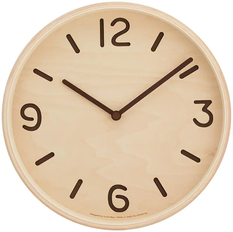 Lemnos Wanduhr Analog Naturfarbe Holz THOMSON Natur LC10-26 NT