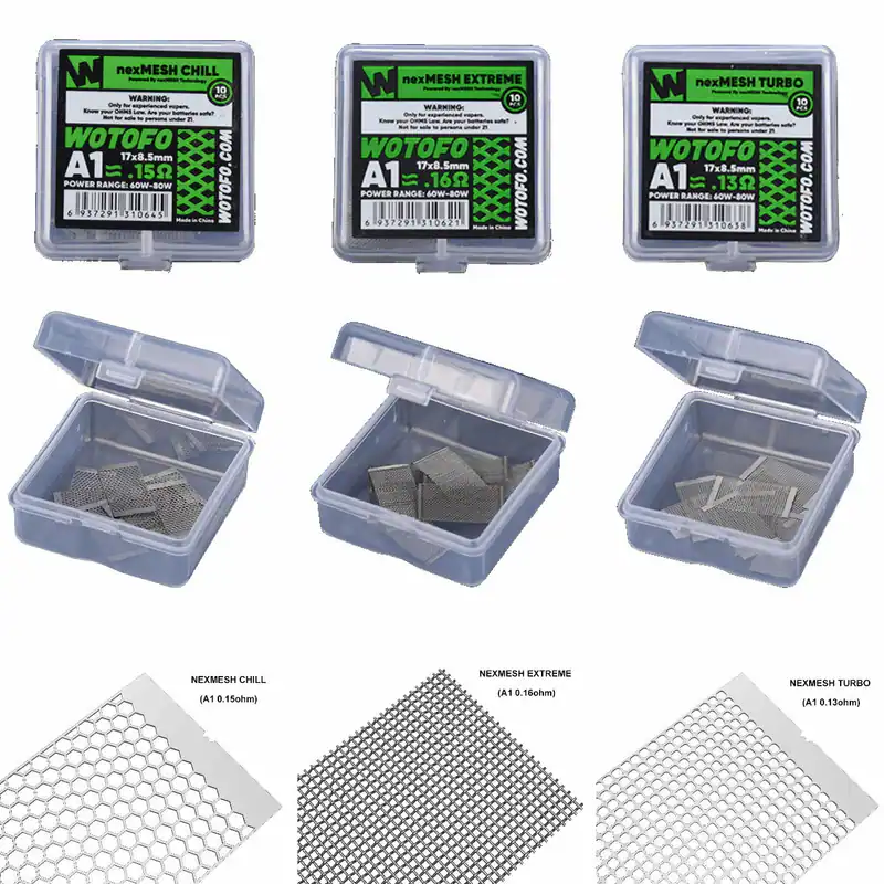 Wotofo nexMesh TURBO, CHILL, EXTREME Mesh Coils Verdampfer RBA, A1, Ni80