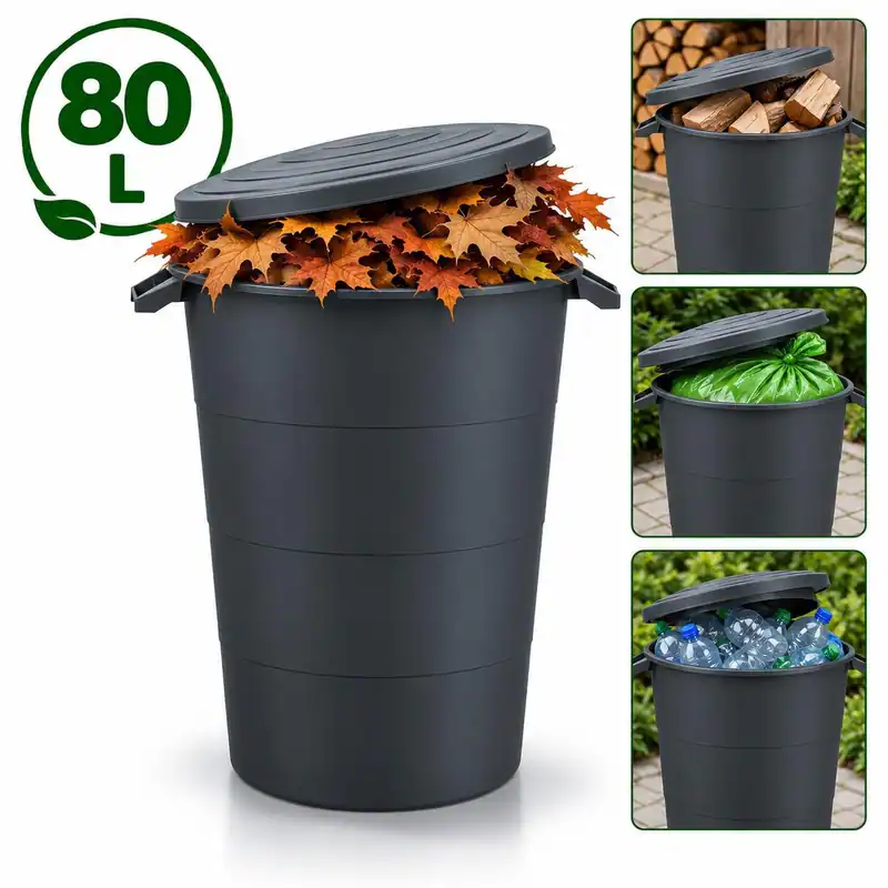 Gartenabfallbehälter Gartentonne Mülltonne Abfalltonne Regenwassertonne 80L