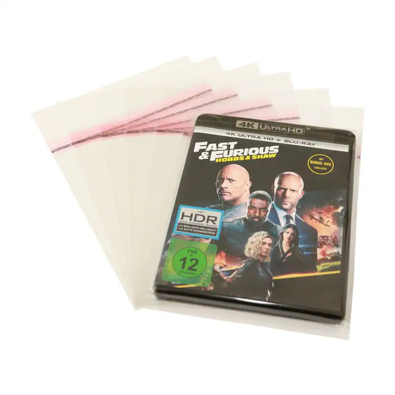 100St. Schutzhüllen für 4K Ultra HD Blu-ray Hüllen verschließbar mit Klappe klar