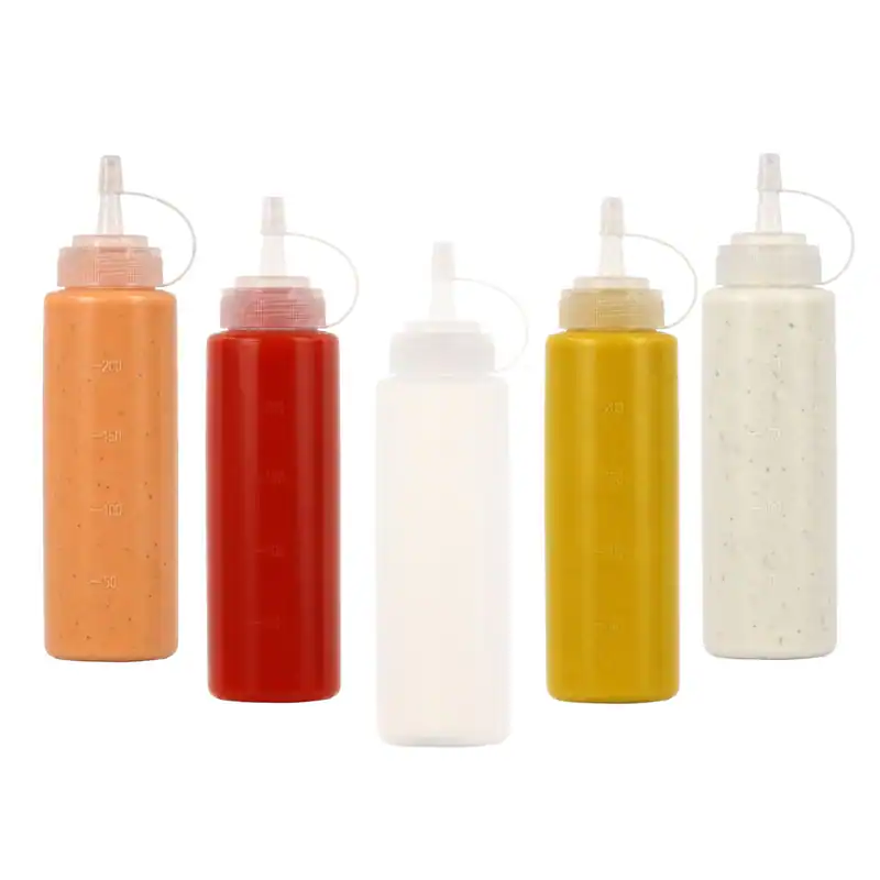 240ml Leerflaschen mit Skala Flasche Quetschflaschen für Ketchup Sauce Squeeze