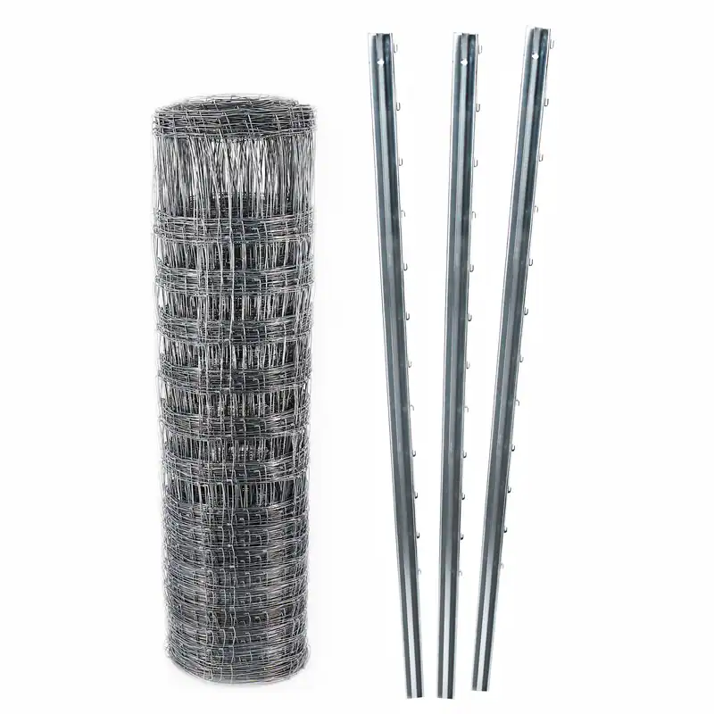 50m Wildzaun Forstzaun Knotengeflecht 160/15/15+ Z-Profil Zaunpfosten