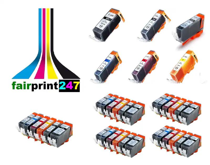 Für Canon ersetzt PGI-520BK CLI-521 BK C M Y GY - mit grau - kein original