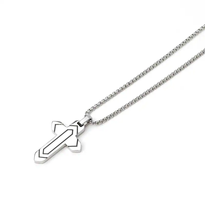 Edelstahl Kreuzkette Silberfarben Unisex Halskette Kreuz Anhänger Cross Kette