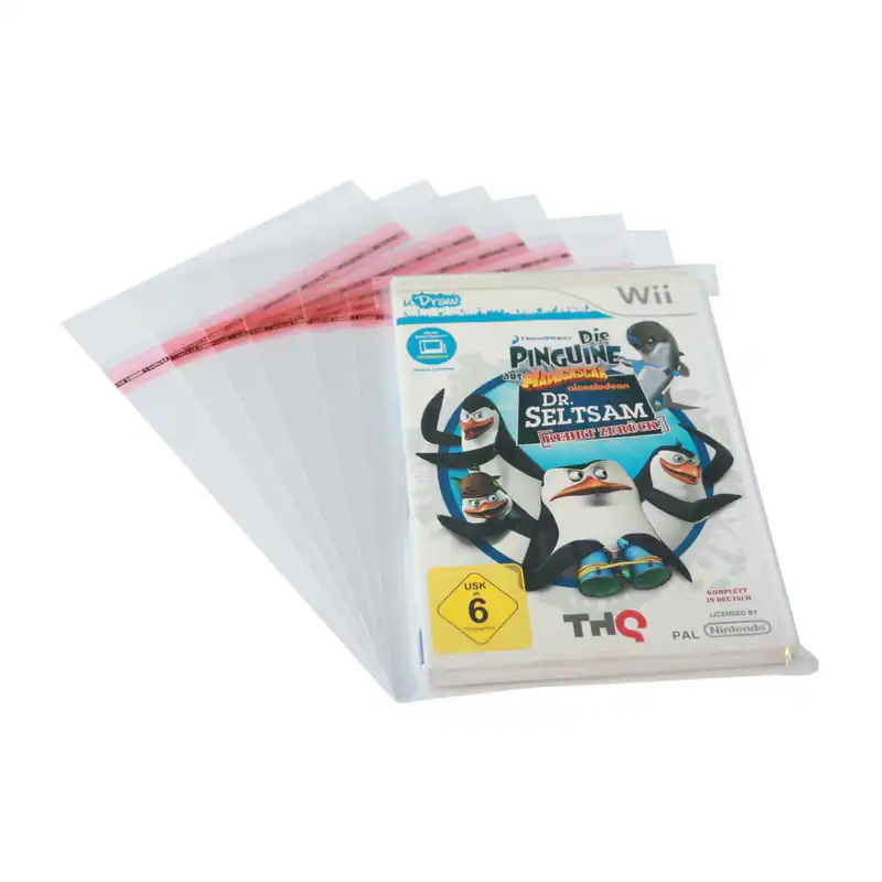 100 St. Schutzhüllen für 14 mm Wii Box verschließbar mit Klappe glasklar