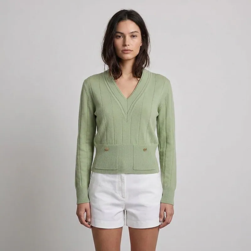 Sandro Damen Pullover Grün Wolle & Kaschmir Größe 34 FR SFPPU01557