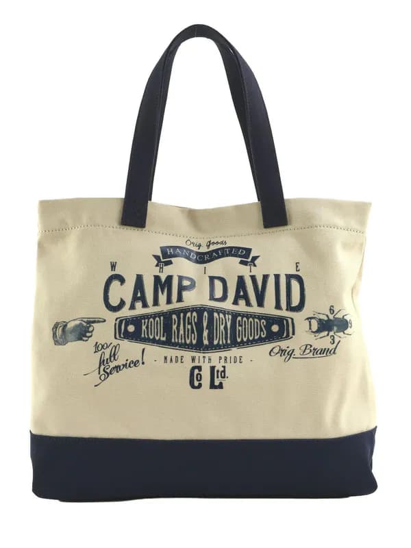 CAMP DAVID Blue Creek Shopper Shopper Tasche Cream White creme dunkelblau Neu