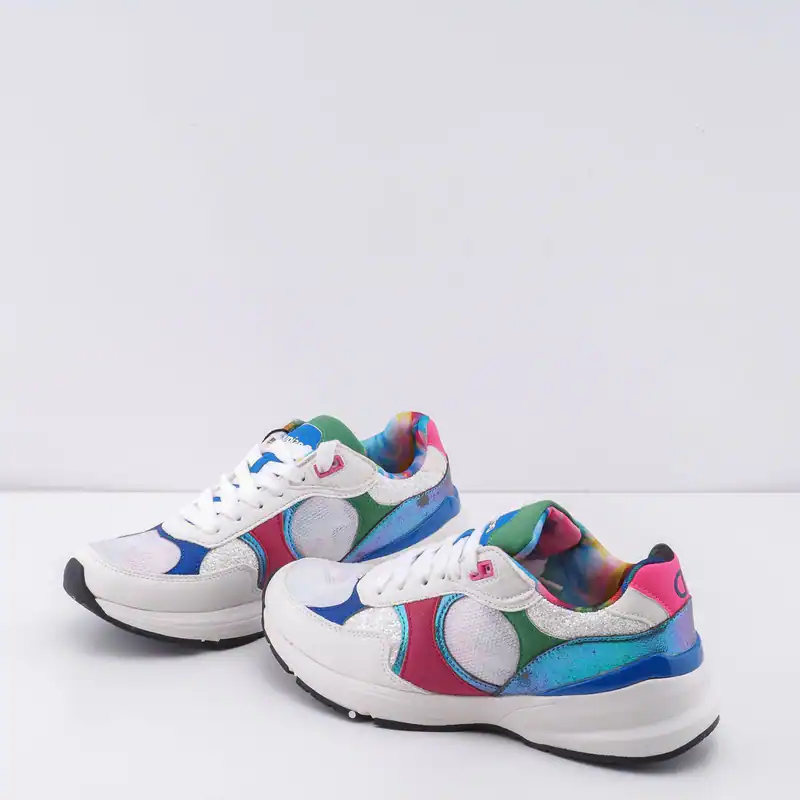 Desigual Damen Sneaker Echtleder Weiß Multicolor Sport Freizeit Gr. 37