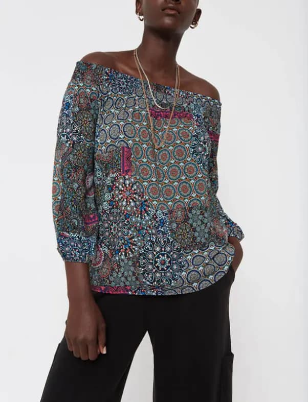 Desigual Bluse 20SWBW65 Mehrfarbig Viskose Gr. 34 XS Damen Elastisch