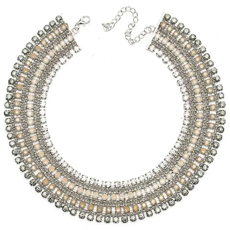 Statement Kette XXL Halskette Designer Kette Statement Strass Grau mehrfarbig
